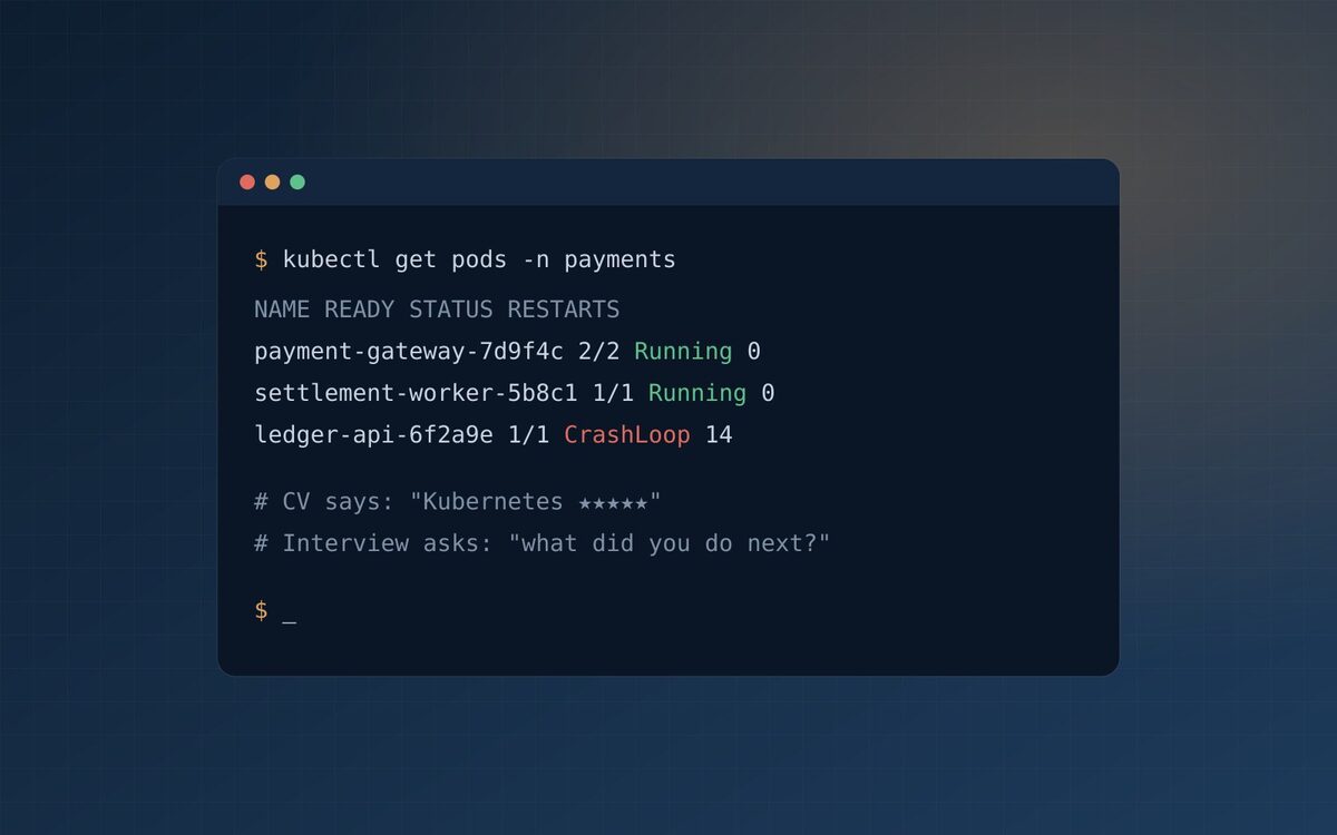 Terminal window listing Kubernetes pods in a payments namespace